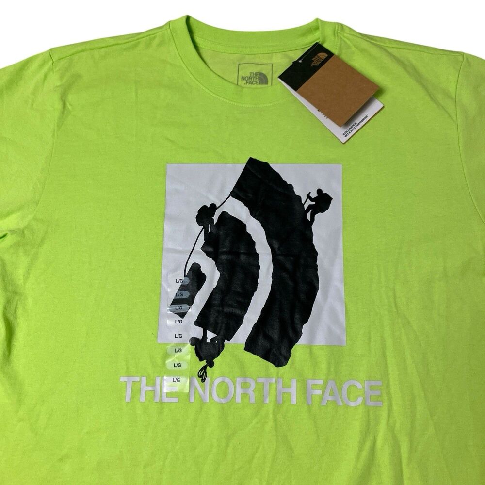 The North Face T-Shirt Mens L Neon Green Play Logo Outdoor Climbing Tee Gorpcore